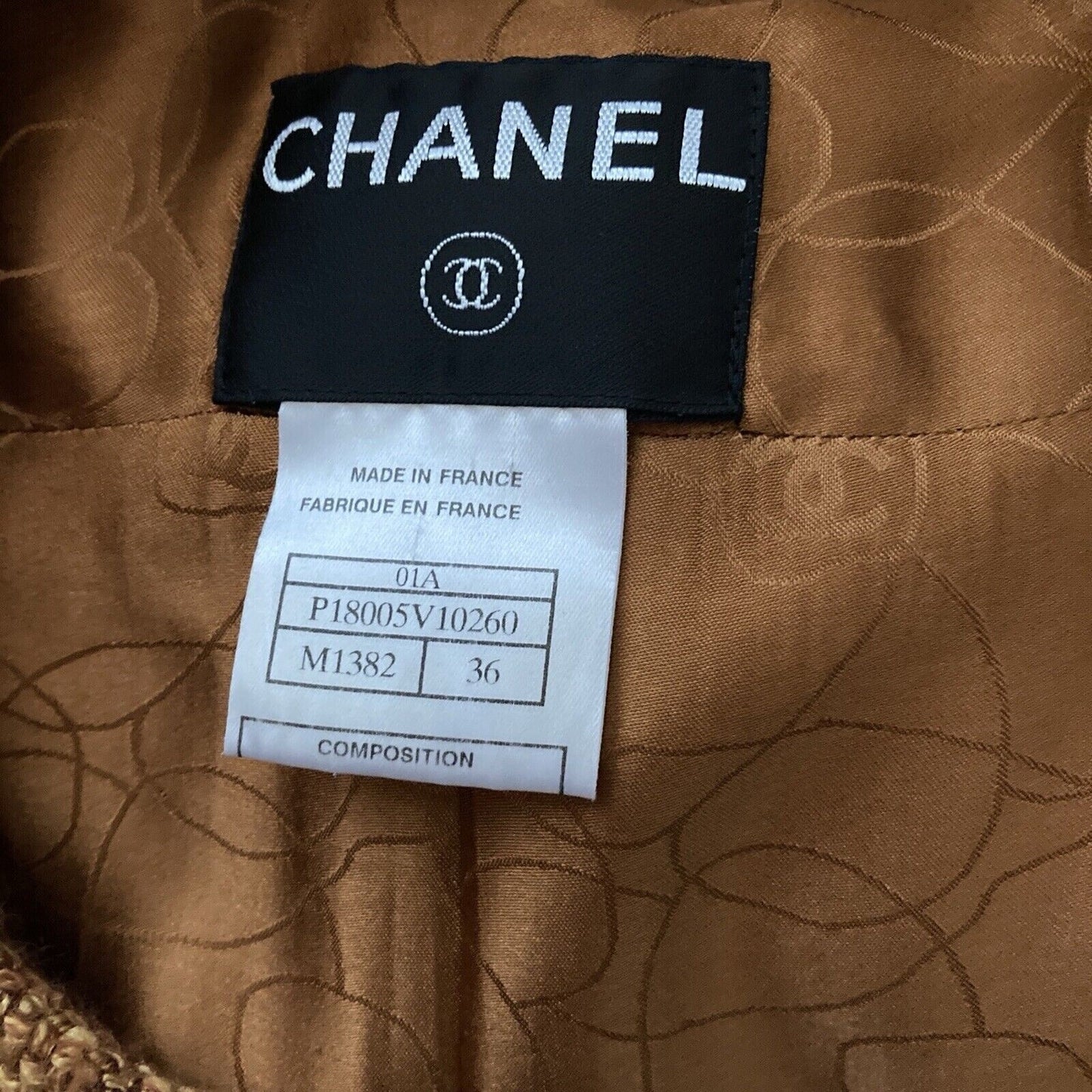 Chanel AW 2001 camel tweed skirt suit with fringe detail back view