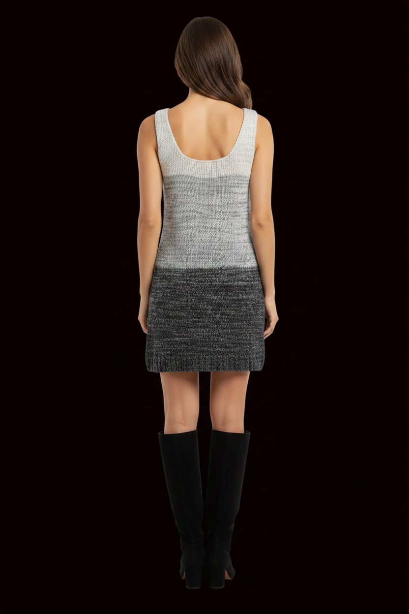 Dolce & Gabbana — Sleeveless Wool Knit Mini Dress in Grey Ombré