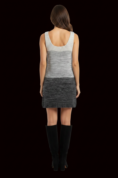Dolce & Gabbana — Sleeveless Wool Knit Mini Dress in Grey Ombré