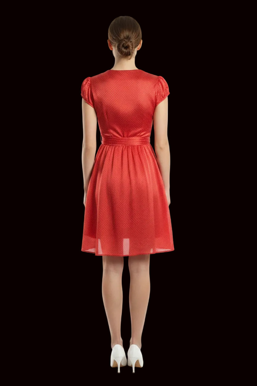 Miss Sixty silk mini dress in red pin dot — view 2