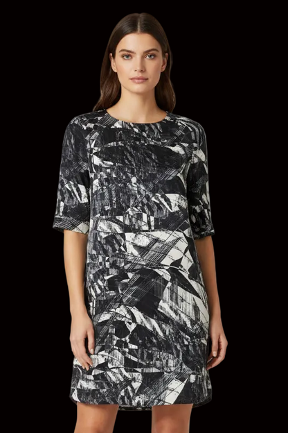 Tiger of Sweden silk abstract print dress in black & white — rent from Laura Messerschmitt, Berlin stylist