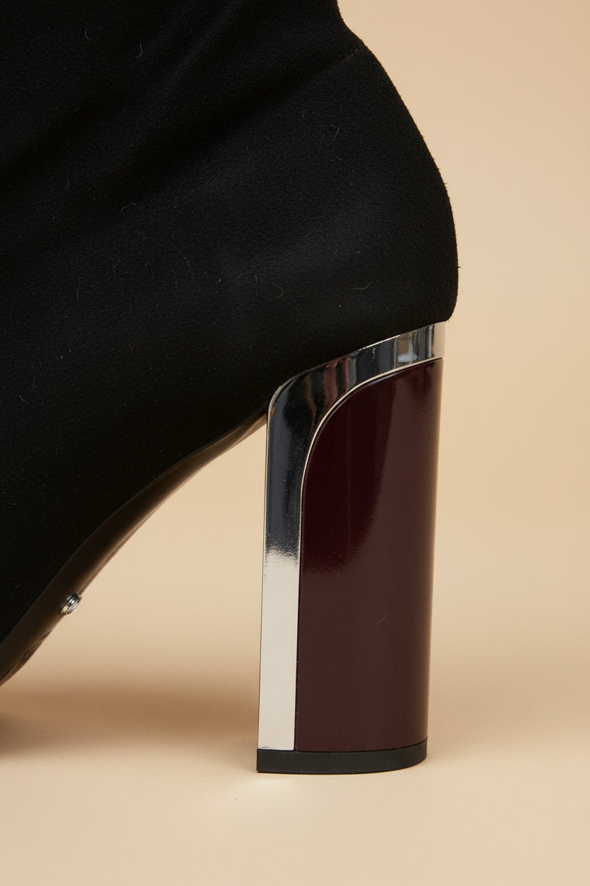 Christian Dior Stretch Suede Thigh-High Boots – Black with Mirror-Chrome Heel – EU 40