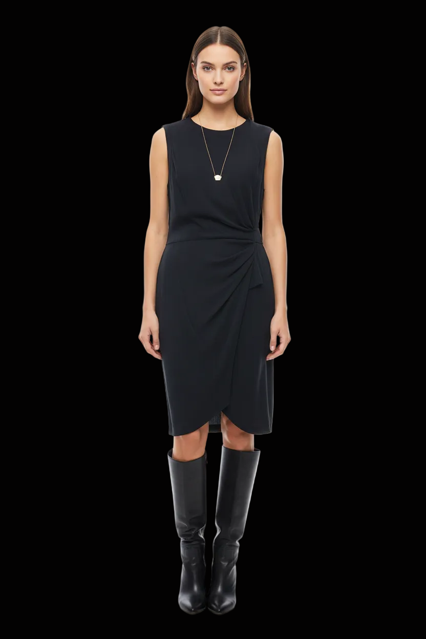 Diane von Furstenberg silk crepe side-draped cocktail dress in black — rent from Laura Messerschmitt, Berlin stylist