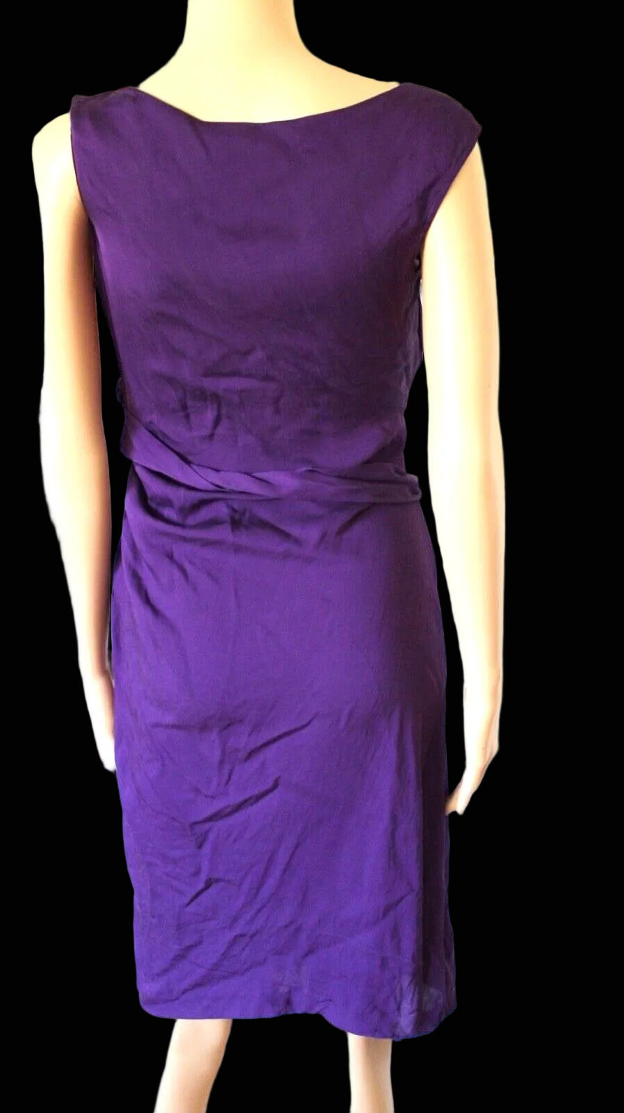 Diane von Furstenberg aubergine silk draped sheath dress — view 3