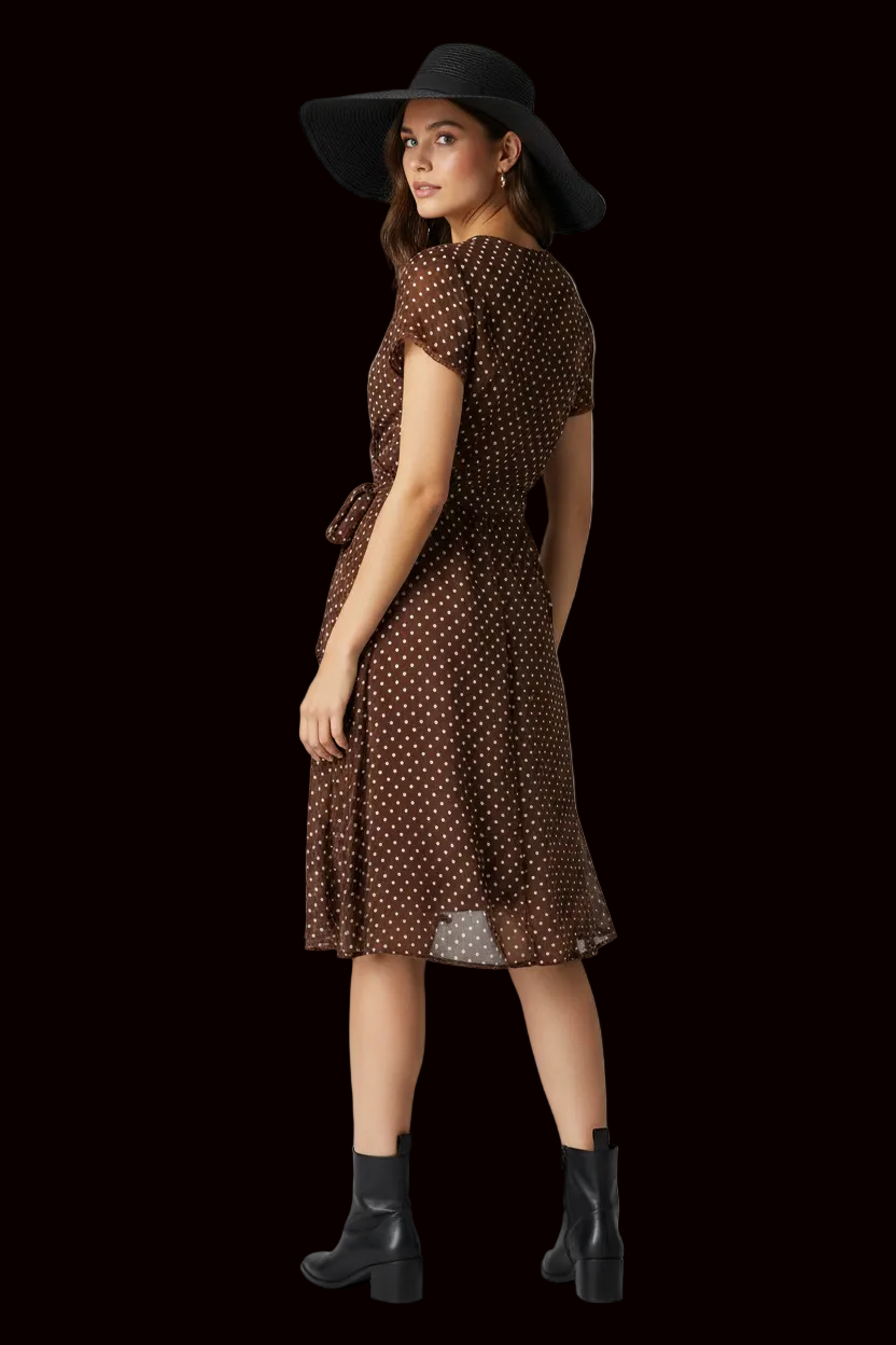 Chris Tan by Heine — Silk Dress & Jacket Set in Brown