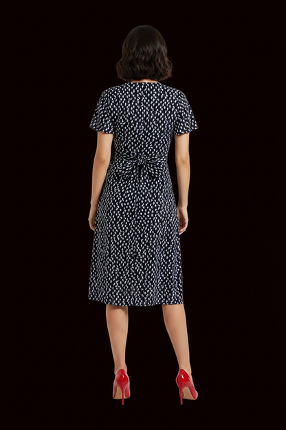 Mango — Printed Wrap Dress in Navy