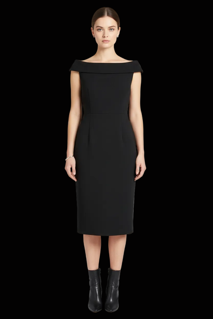 Diane von Furstenberg wool crepe bateau-neck dress in black — rent from Laura Messerschmitt, Berlin stylist