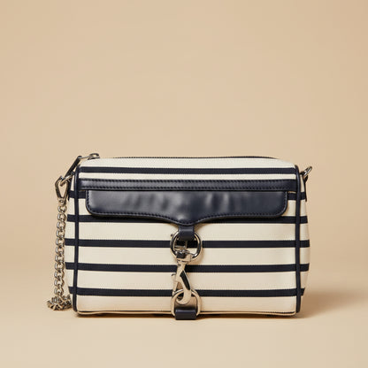 Rebecca Minkoff Mini Mac Crossbody Bag – Navy &amp; Cream Stripes