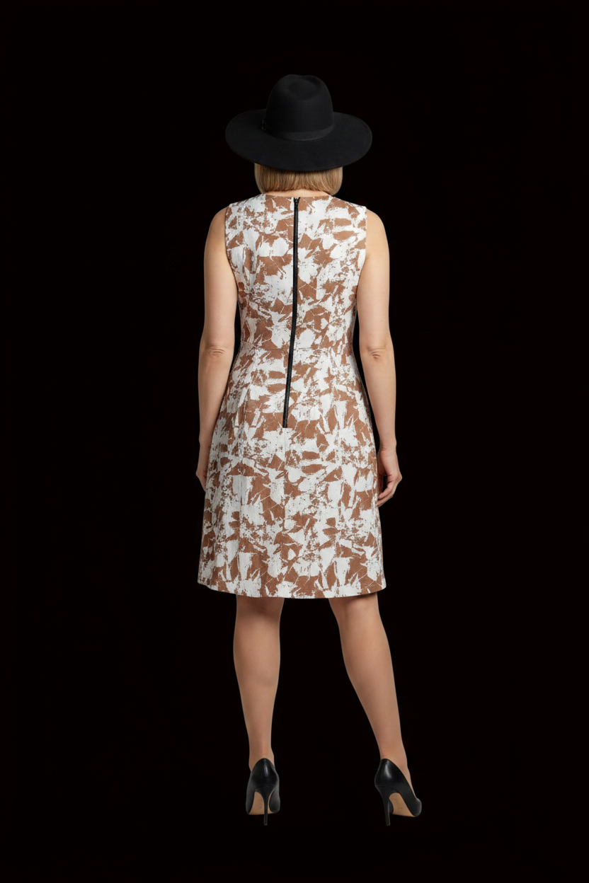 COS - Cotton Dress in Caramel and Cream Print