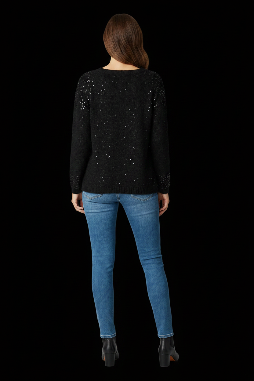 Christian Dior — Vintage Angora Sequin Pullover Dress in Black