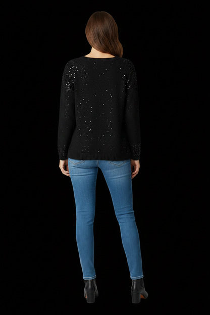 Christian Dior — Vintage Angora Sequin Pullover Dress in Black