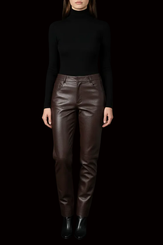 Hermès — Deerskin Leather Trousers with Silk Lining — front view