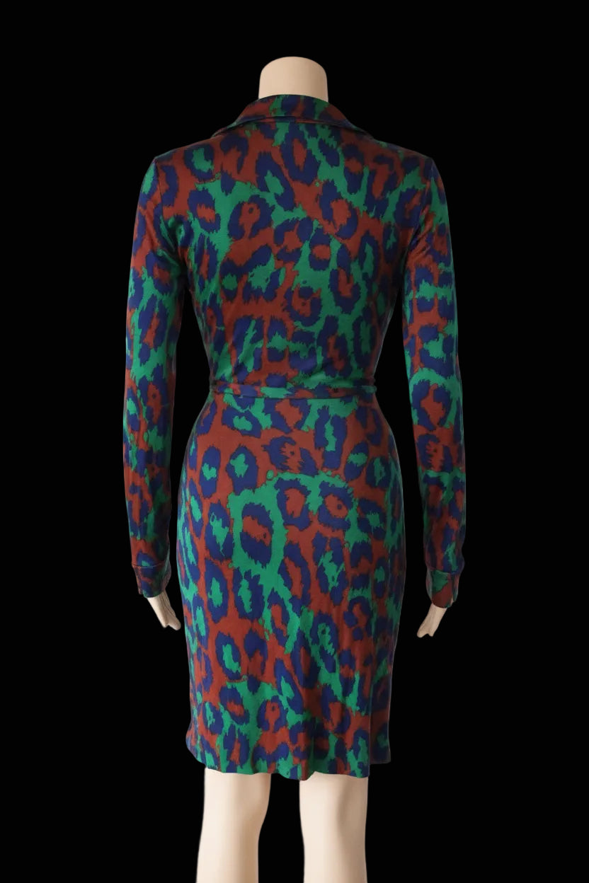 Diane von Furstenberg multicolour leopard print silk jersey wrap dress new with tags — view 2