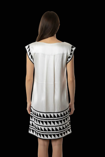 Diane von Furstenberg ivory and black silk shift dress — view 3