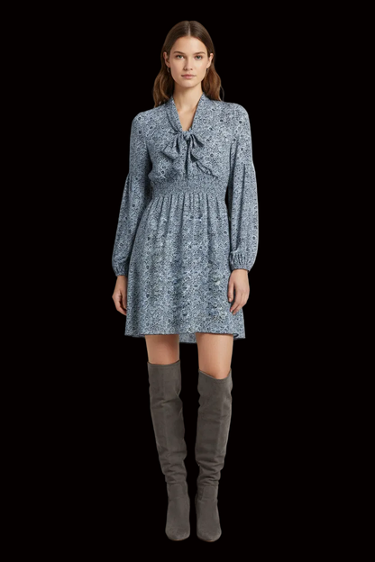 Anna Sui silk floral dress in sky blue multi — rent from Laura Messerschmitt, Berlin stylist
