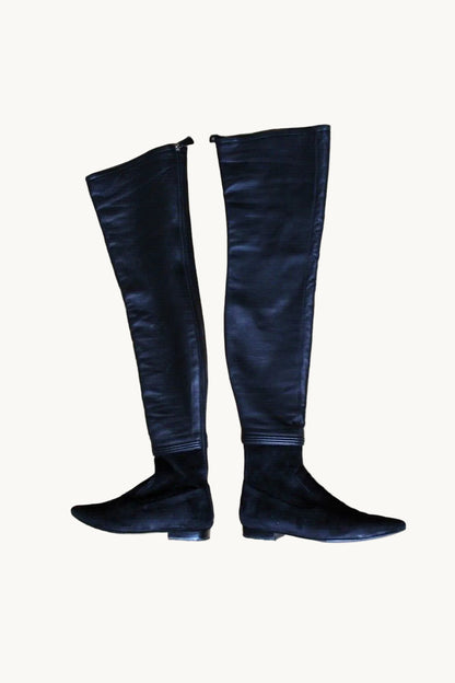 Chanel Paris over the knee leather and suede boots — view 1