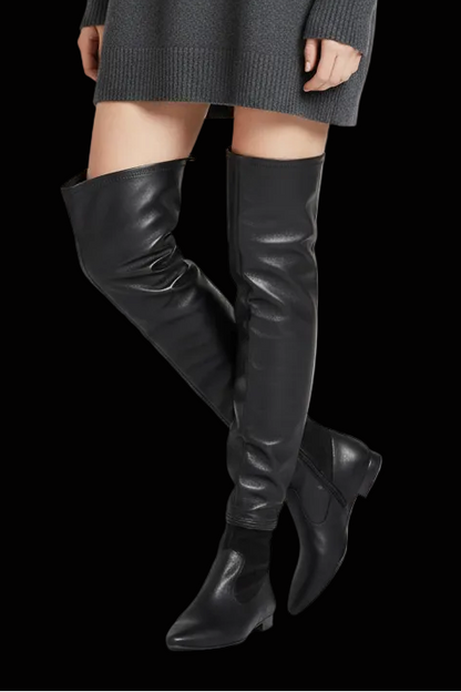 Chanel paris over-the-knee leather & suede boots — rent from Laura Messerschmitt, Berlin stylist