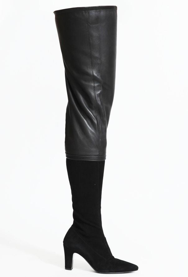 Chanel Paris over the knee leather and suede boots — view 6