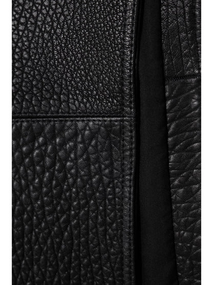 David Koma — Paneled Textured-Leather Maxi Skirt in Black