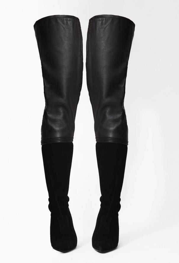 Chanel Paris over the knee leather and suede boots — view 7
