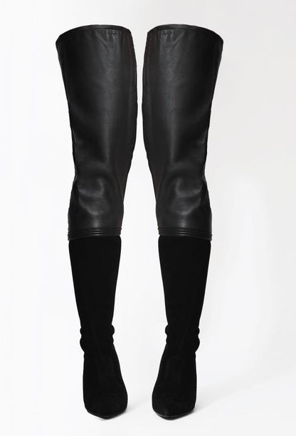 Chanel Paris over the knee leather and suede boots — view 7