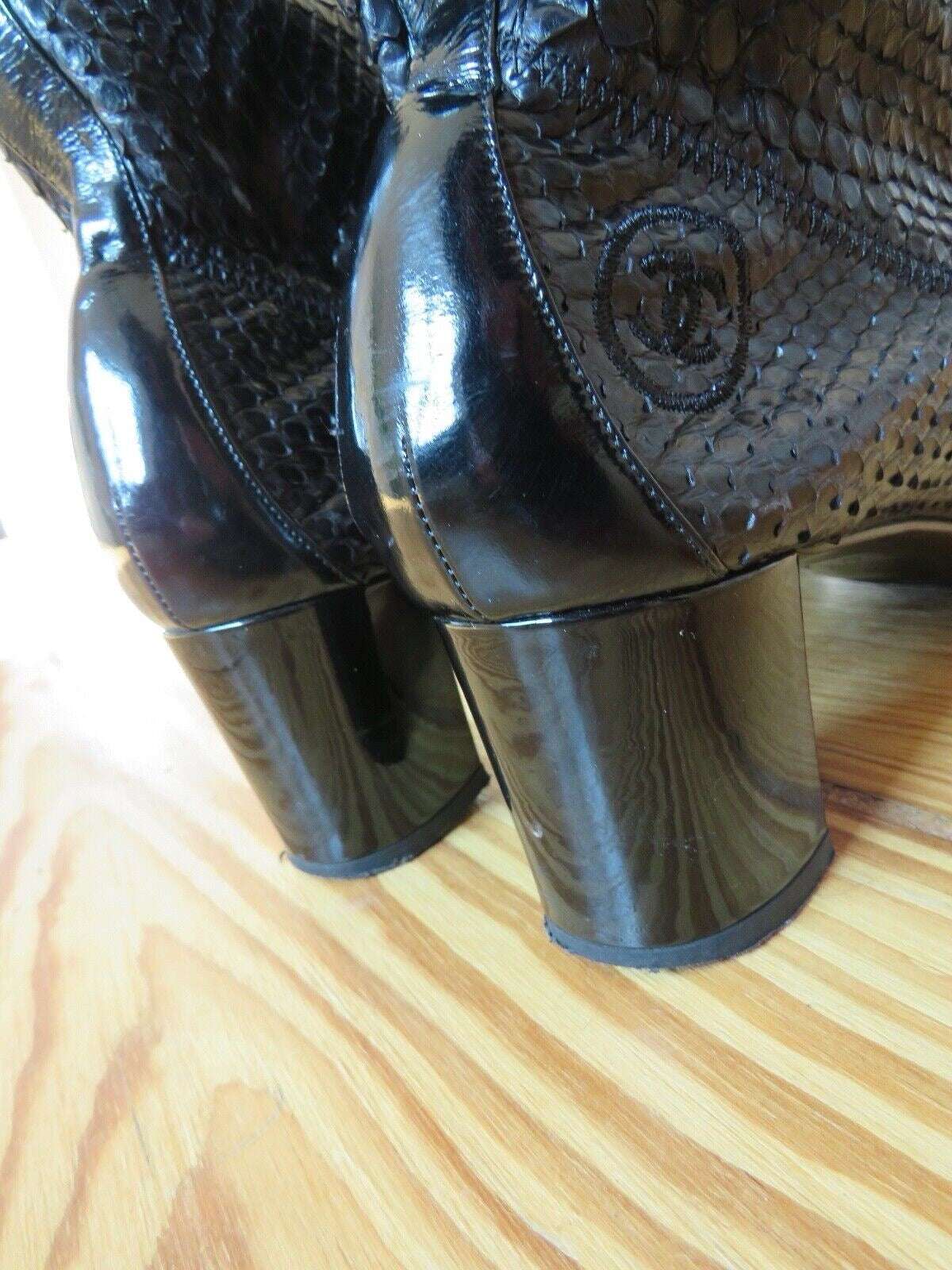 Chanel Fall 2006 python over the knee boots with patent cap toe — view 4