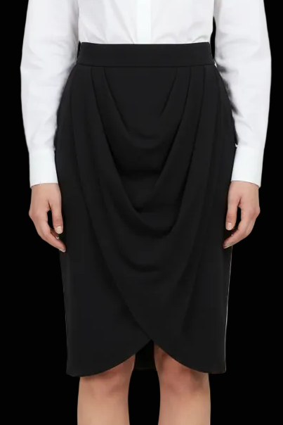 Chanel vintage silk pencil skirt with asymmetric drape in black — rent from Laura Messerschmitt, Berlin stylist