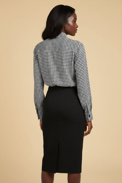 Gerard Darel - Vintage Silk Gingham Blouse in Black and White