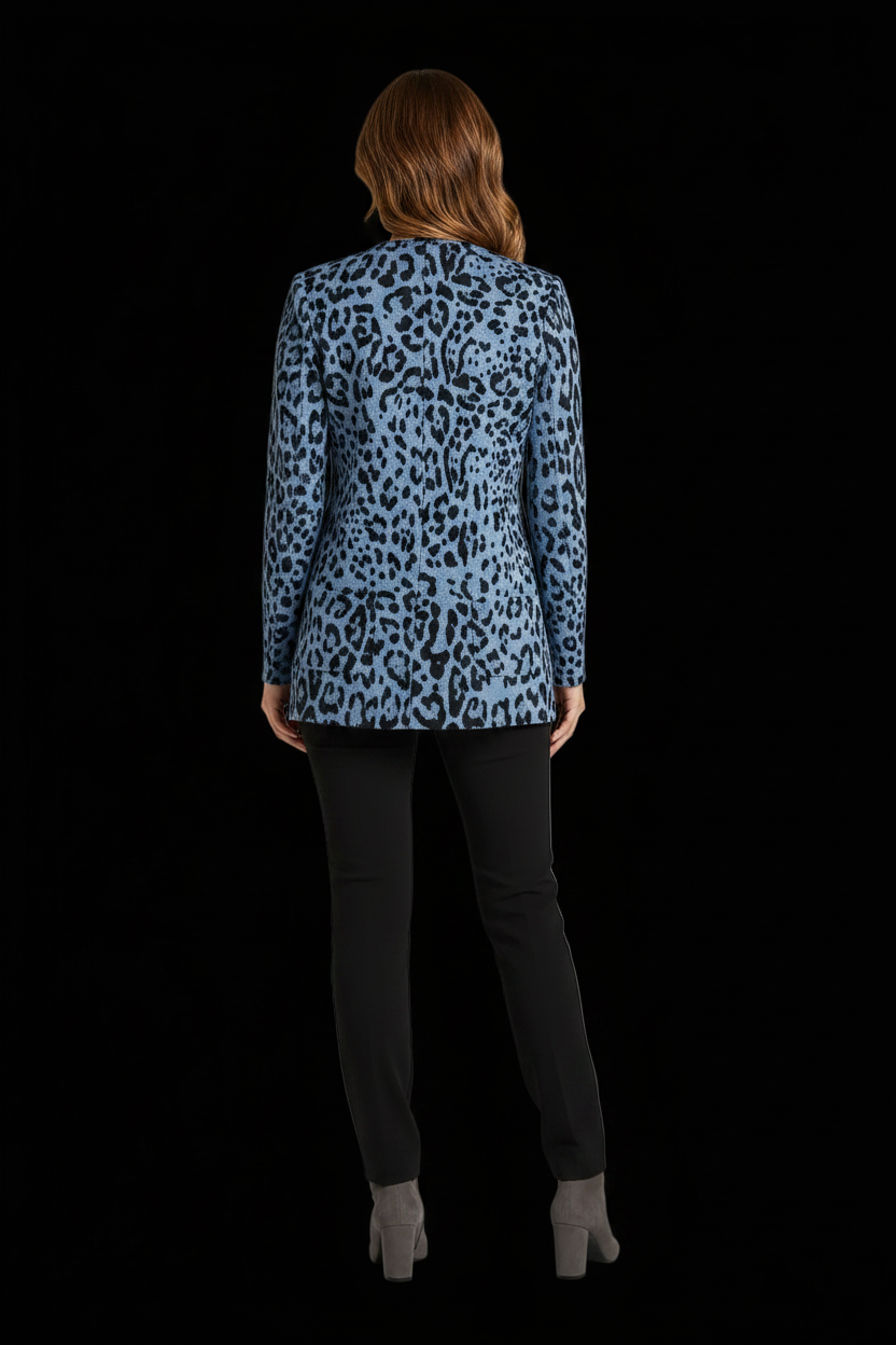GC Fontana - Leopard Print Long Cardigan in Blue