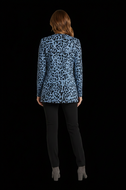 GC Fontana - Leopard Print Long Cardigan in Blue