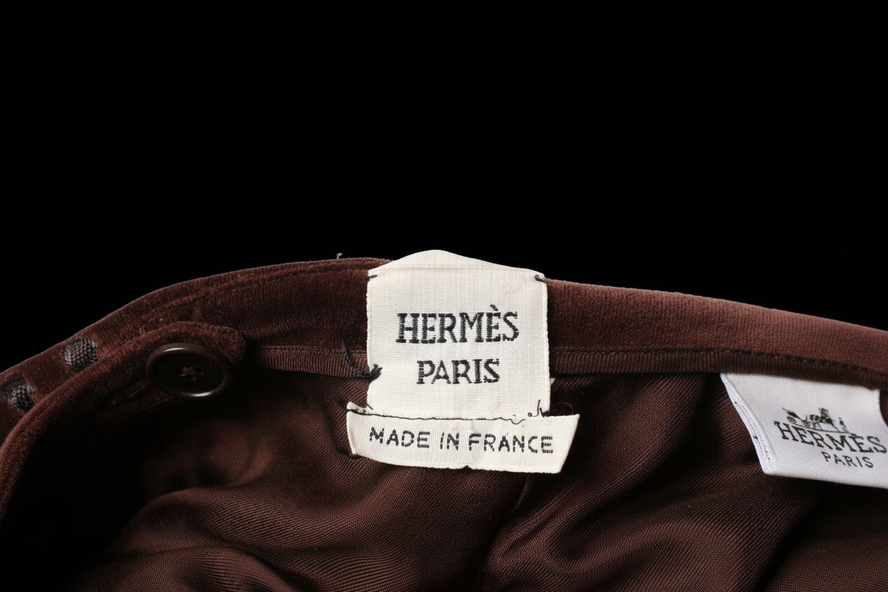 Hermès — Brown Cotton Velvet Skirt — detail view