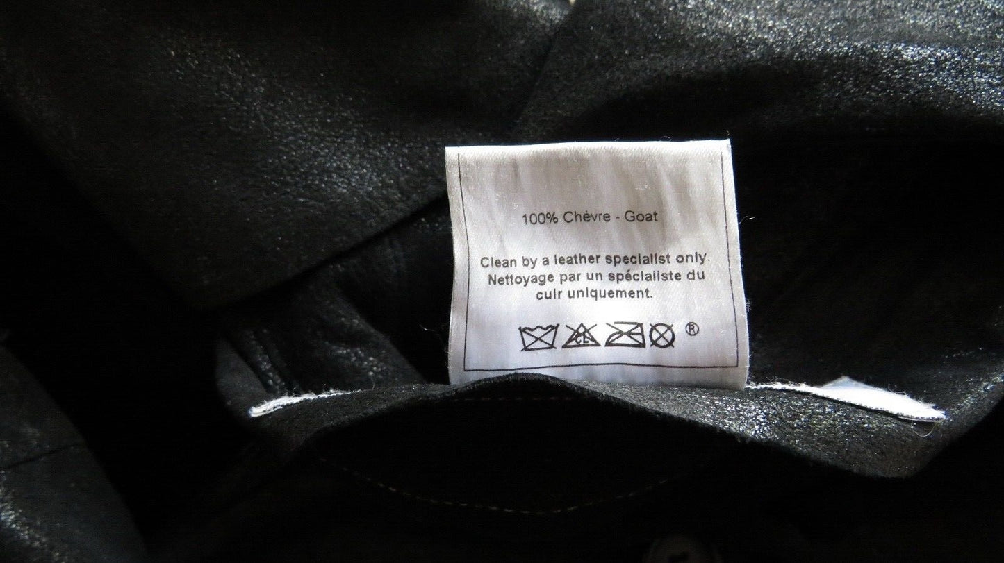 Care label — 100% Chèvre (goat leather), clean by leather specialist only