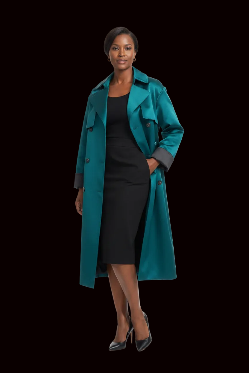 Fenty by Rihanna oversized satin padded coat in teal — rent from Laura Messerschmitt, Berlin stylist