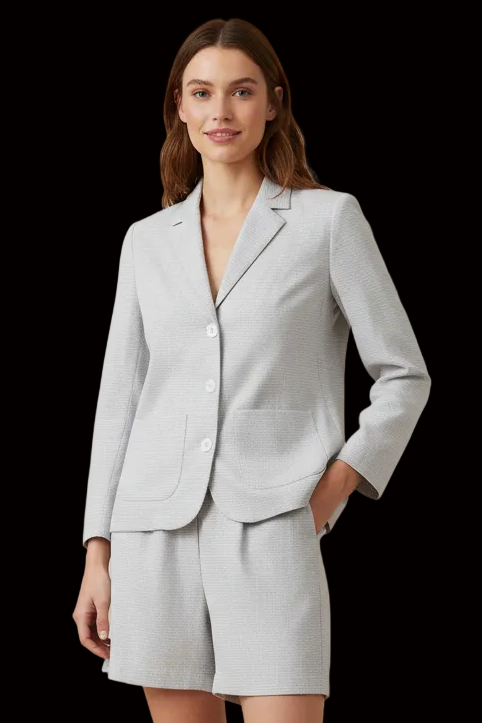 Athé Vanessa Bruno cotton seersucker suit set — rent from Laura Messerschmitt, Berlin stylist