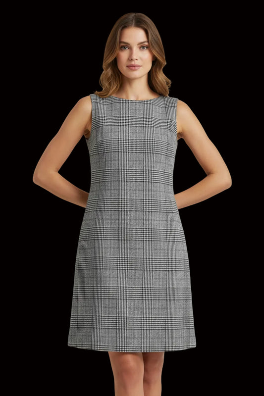 Prada Prince of Wales check wool shift dress — front view
