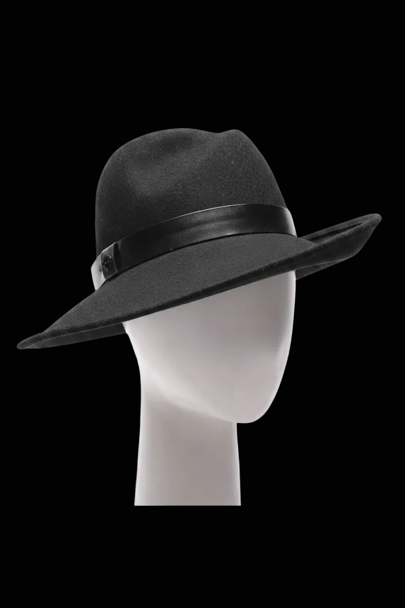 Marc Cain black fedora hat detail