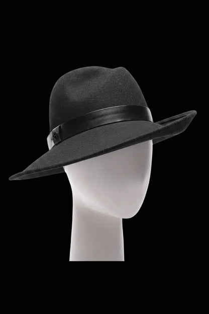 Marc Cain black fedora hat detail