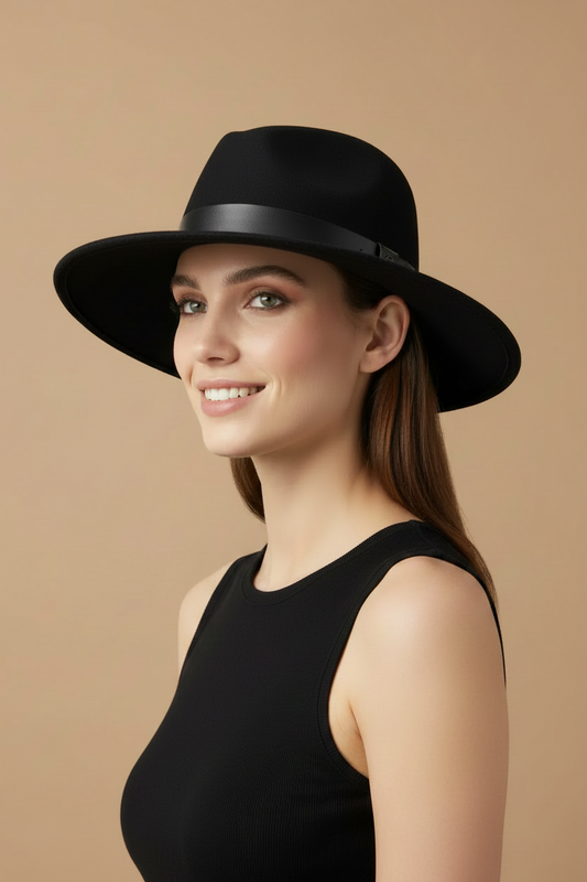 Marc Cain wool fedora hat in black — rent from Laura Messerschmitt, Berlin stylist