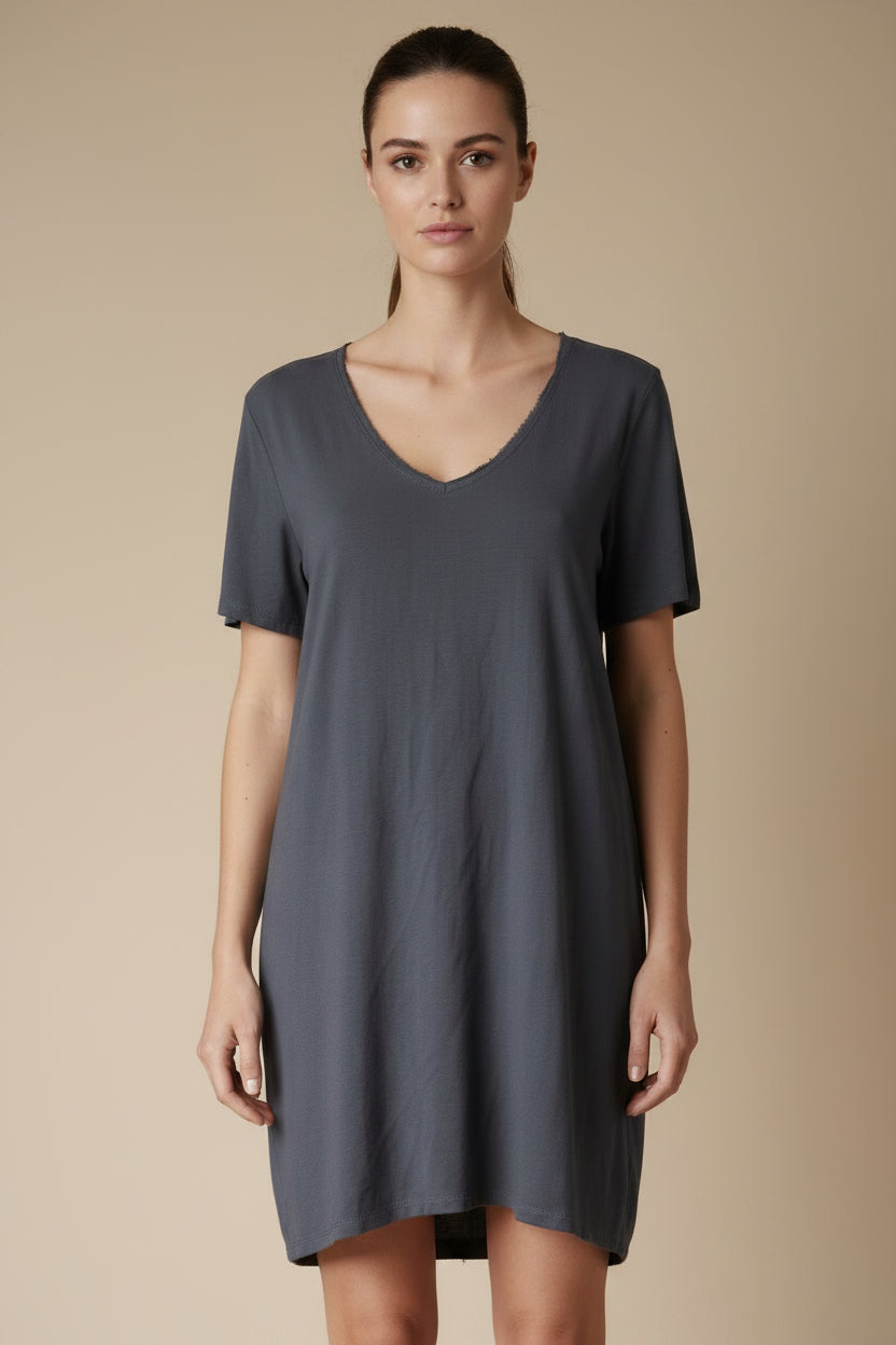 L'Autre Chose — Silk Mini Dress in Slate Grey