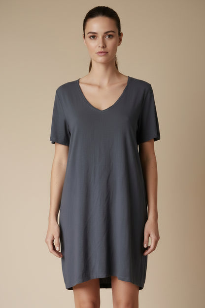 L'Autre Chose — Silk Mini Dress in Slate Grey