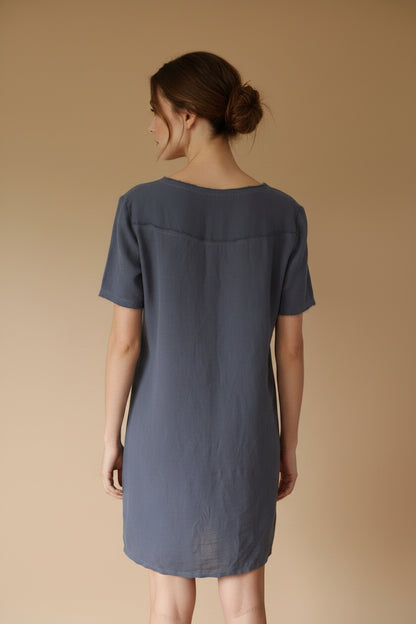 L'Autre Chose — Silk Mini Dress in Slate Grey