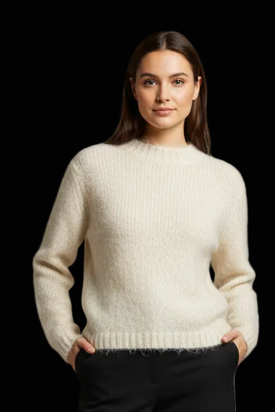 Alexander McQueen mohair wool sweater in cream — rent from Laura Messerschmitt, Berlin stylist