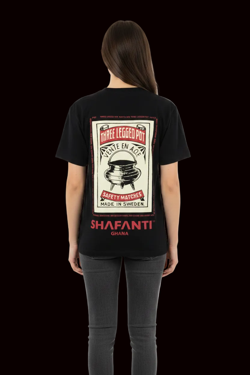 Shafanti — Graphic Print Cotton T-Shirt in Black