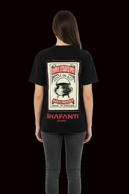 Shafanti — Graphic Print Cotton T-Shirt in Black