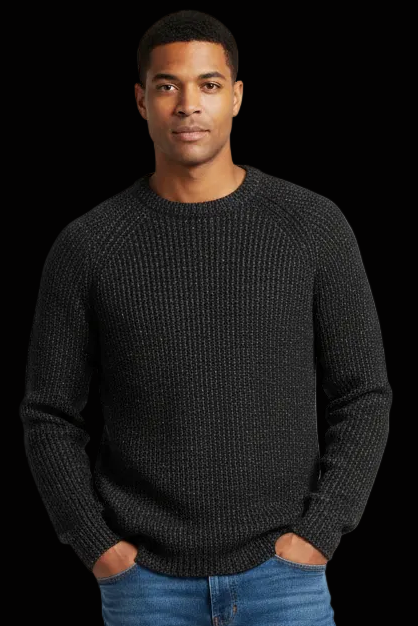 Saint Laurent men's wool chunky knit crewneck pullover in charcoal — rent from Laura Messerschmitt, Berlin stylist
