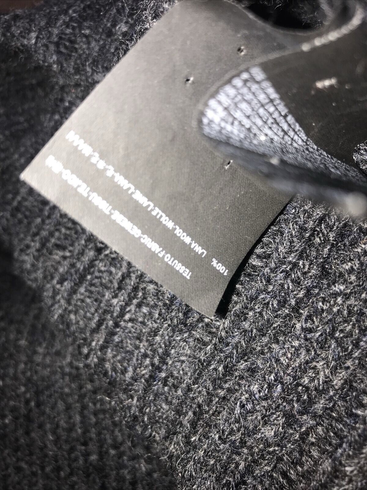 Saint Laurent mens wool chunky knit crewneck pullover in charcoal — view 3