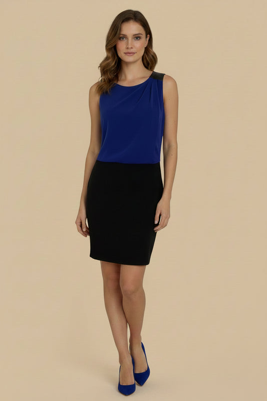 Promod — Colour-Block Sheath Dress in Cobalt & Black