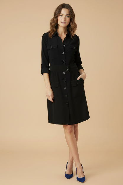 Barbara Bui — Silk Belted Shirtdress in Black