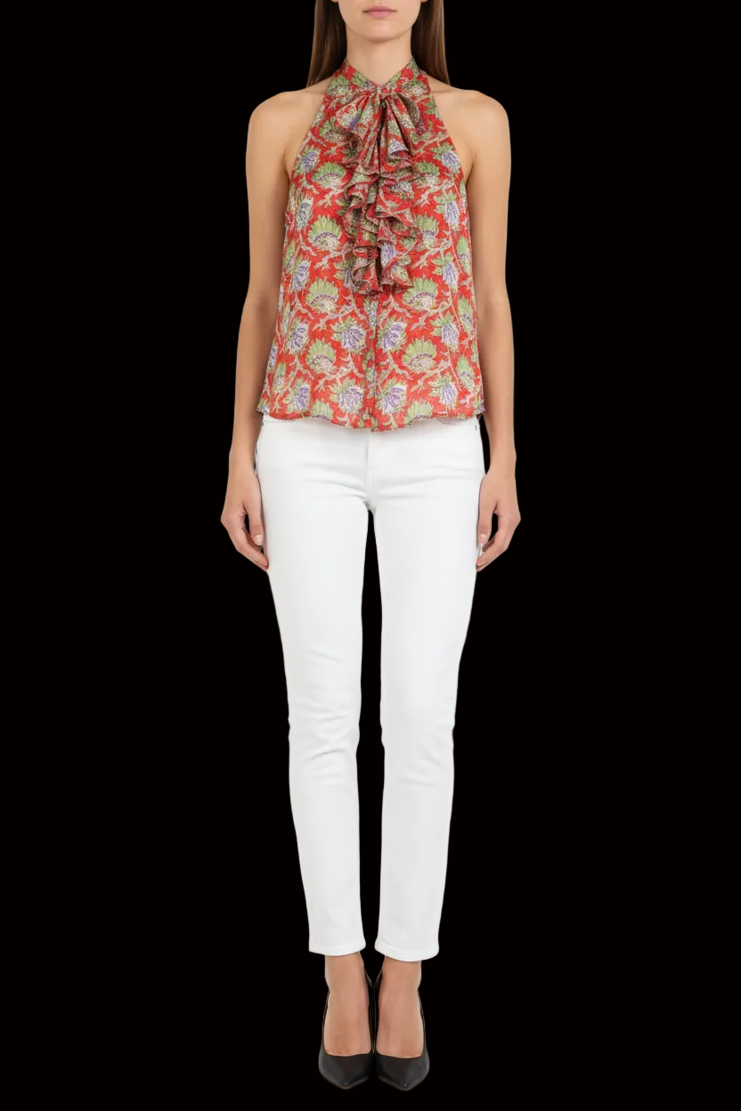 Ralph Lauren — Pure Silk Floral Print Blouse in Red