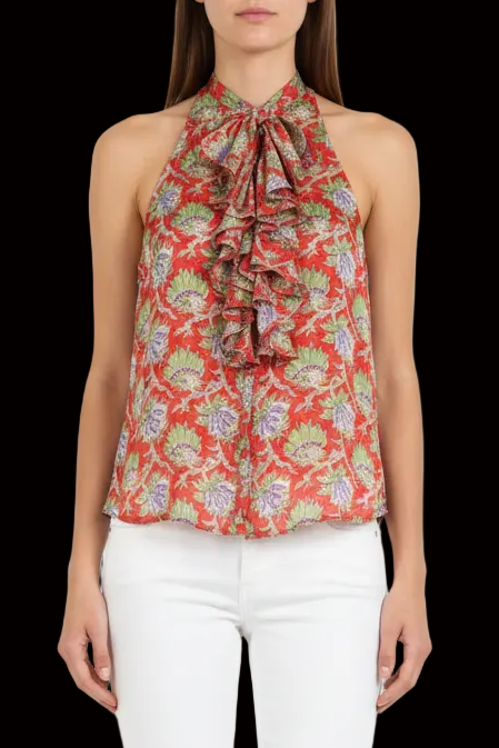 Ralph Lauren pure silk floral print blouse in red — rent from Laura Messerschmitt, Berlin stylist